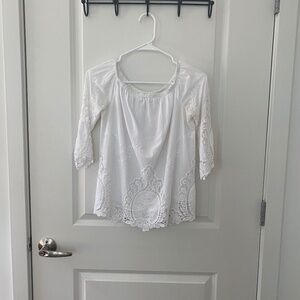 Free People White Lace Off the Shoulder Top